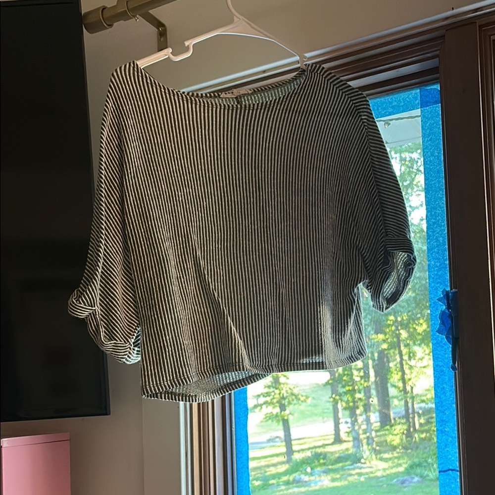 Caution To The Wind Off-the-Shoulder Black and White Sweater
